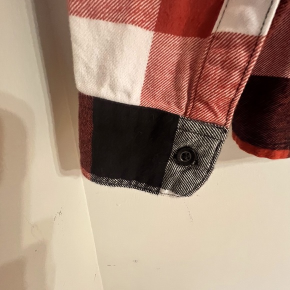 Hollister Men XL Burnt Orange White Black Plaid Thick Soft Flannel Button Shirt - Picture 9 of 14